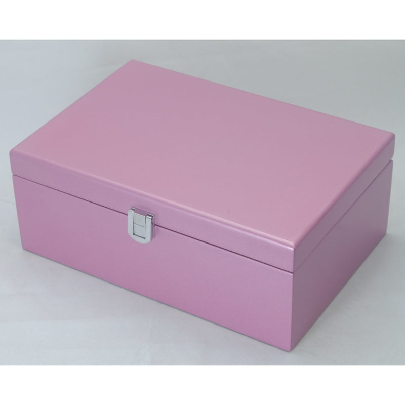 Kandi Jewellery Box Purple Interior Metallic Pink Finish 25cm Open KJ03MPK