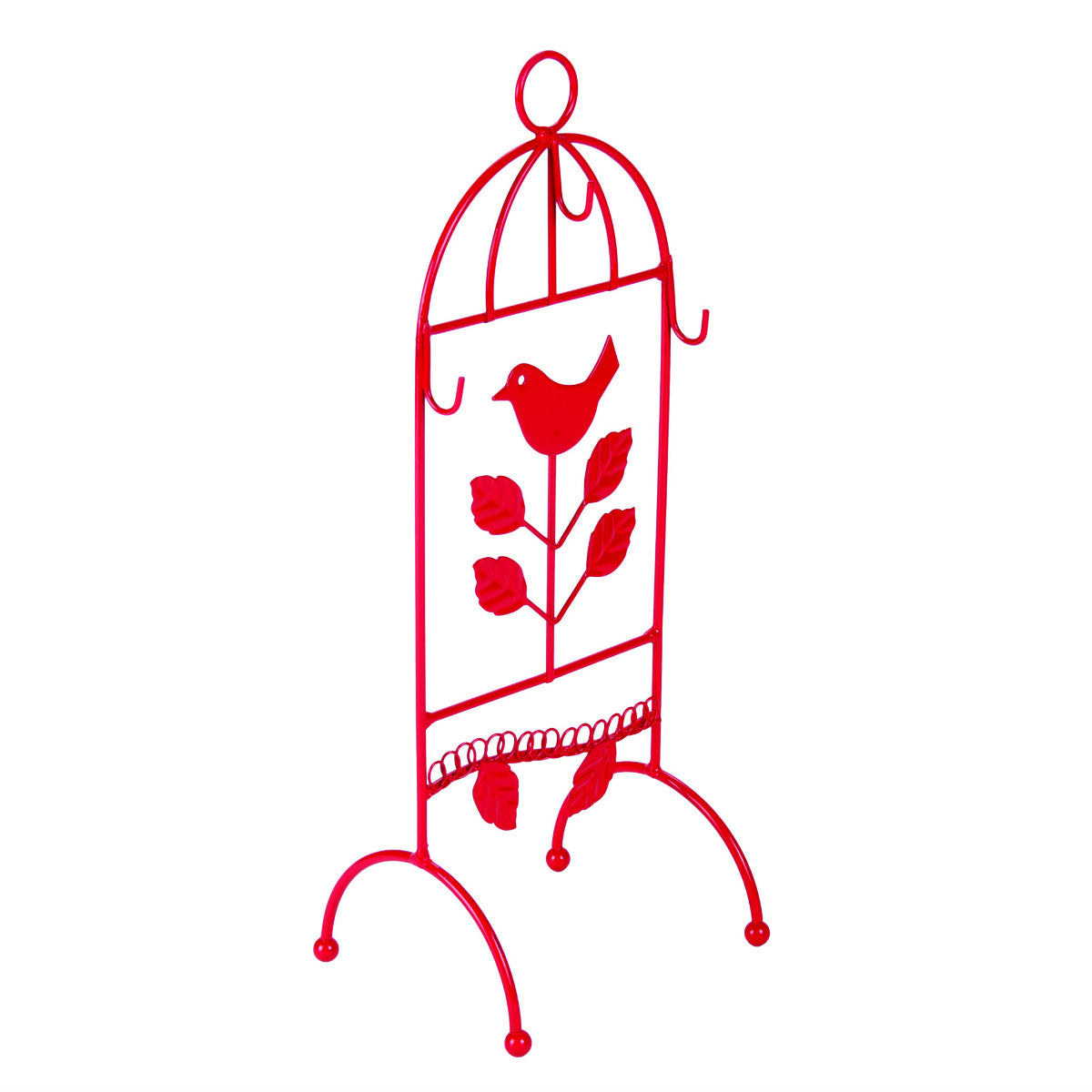 Casa Uno Metal Bird Jewellery Stand, Red, 29cm